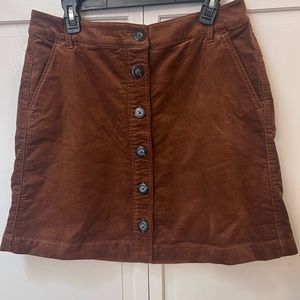 Cabi brown corduroy button front skirt size 12. NWOT.